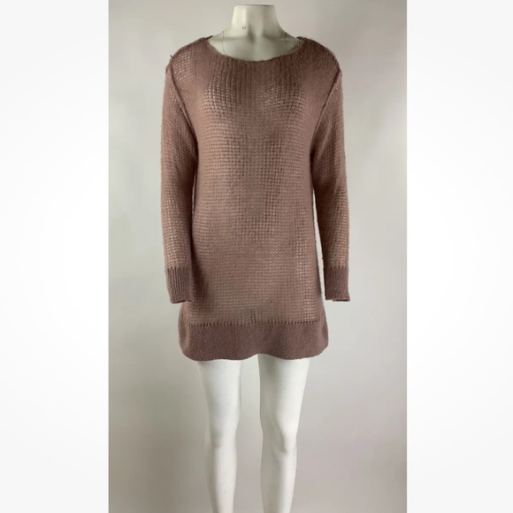 Free People Sz XS Open Knit Sweater Dress In Blush Pink Acrylic Mohair Blend - Picture 1 of 8